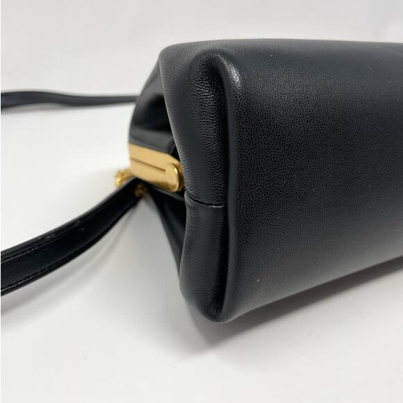 SOLD Tory Burch Cleo Small Leather Shoulder Bag Crossbody Black Gold - Picture 10 of 17